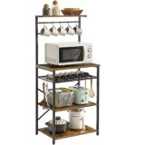 YMYNY Scaffale da Cucina, Scaffale da Panetteria, Portaoggetti a 5 livelli di 12 ganci, per Microonde, Struttura in Metallo, Stile industriale, 59 x 40 x 143CM, Marrone Vintage HBR001H