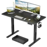 Marsail Electric Standing Desk with Drawer, 48 x 24 Electric Stand Up Desk, Ergonomic Adjustable Desk with Storage, Headphone/Bag Hooks, Computer Desk for Home & Office with Cable Management,Black