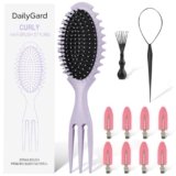 Daily Gard Curly Hair Brush Set,Curl Defining Brush for Curly Hair,Trident Handle Design,Detangling & Shaping & Defining Curls for Women and Girls,Wet or Dry Hair(Purple)