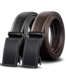 Truyis Leather Ratchet Belts For Men,Slide Ratcheting Belt 2 Pack,Adjustable Click Dress Belt