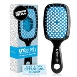 FHI Heat UNbrush Detangling Brush for Pain-Free Brushing on All Wet or Dry Hair Types — Durable DuoFlex Anti-Static Bristles, Lightweight Handle, Vented Hair Brush, Ocean