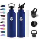 Borraccia Termica 750ml, Borraccia con Cannuccia, senza BPA, Borraccia Termica a Prova di Perdite, Doppia Parete, Facile Pulizia, a Prova di Perdite, Termos per Palestra, Sport, Bici, Campeggio