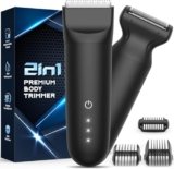 Rasoio Elettrico Corpo Uomo Impermeabile: Rasoio Parti Intime Uomo 2 Ceramica Testine 3 Pettini Regolabili per Viso, Braccia, Torace, Gambe, Ascelle Uso Bagnato e Asciutto IPX7 Impermeabile