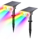 Linkind StarRay Luci Solari Esterno Giardino RGB, 22 LED Faretti Solari Colorate Decorative, 800LM Lampade Solari da Giardino Impermeabile IP65 per Cortile Prato Piscina, 2 Pezzi