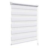 WOLTU Tenda a Rullo per interni Doppio Strato Giorno e Notte, Fissaggio a Morsetto Senza Foratura 45l x 150A cm Bianco, Tenda Traslucida e Oscurante per Finestra o Porta