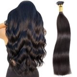 Jiameisi I Tip Hair Extensions Human Hair 16 inch Itip Human Hair Extensions Keratin Real Human Hair Extensions for Women Fit Any Scene #1 Natural Black 80g Styling Dyeing Straightened Cold Fusion