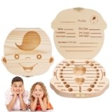 Aolso Scatola Per Denti Di Latt, Denti Salva Box Per Bambini, Scatola Porta Dentini Da Latte In Legno, Accumulazione Dei Denti, Bambini Ricordo Regalo (Ragazzo)