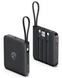 VRURC Power bank 10000mAh con 4 cavi integrati, 22.5W Batteria USB C a Ricarica Rapida, PowerBank per Cellulare Display LED per iPhone 15 14 Samsung Galaxy S23 Google Pixel Tablet Android – Nero