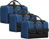 WINHUNT 3 Pack Heavy Duty Tool Bags, Wide Mouth Tool Storage Bag with 5 Pockets, 12 inch Small Tool bag for Electricians, Maintenance Workers, Plumbers, Household use