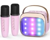 FLUESTON Mini Karaoke Machine for Kids Adults, Portable Bluetooth Speaker with 2 Wireless Microphones, Toys for Girls Ages 3, 4, 5, 6, 7, 8, 9,10,11,12+ Years Old, Birthday for Kid