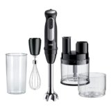 Braun Multiquick 5 Pro MQ55755M MINIPIMER CON 5 ANNI DI ASSISTENZA, 25 velocità di lavorazione, Antischizzo, 3 accessori, NUOVO ACCESSORIO ROBOT, 1000watt, Nero