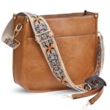 WOOMADA Crossbody Bags Vegan Leather Hobo Handbag for Women Trendy Shoulder Bag with 2 Adjustable Straps(1pc-brown)
