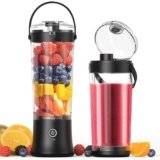 Frullatore portatile per frullati e smoothie,TOPESCT mini frullatore personale da 500 ml,ricaricabile tramite USB con 6 lame ultra affilate per viaggi,ufficio e sport(Nero)