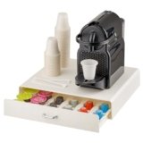 Baroni Home Cassetto porta cialde caffè, Organizer Porta Capsule Universale, capacità 30 capsule, Design Compatto in Plastica Resistente, 1 Cassetto, 34X6X34 cm, Bianco