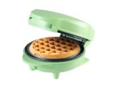 Bestron Waffle Maker, Piastra per waffel mini Ø10 cm, piccola macchina per waffel con rivestimento antiaderente, per compleanni di bambini, feste di famiglia, Pasqua o Natale, colore: Verde opaco