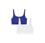 Organic Basics Women’s Core Ribbed Cotton Tank Top Bralette 2-Pack, Vibrant Blue/White, XX-Large