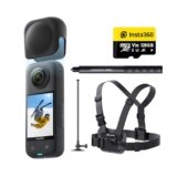 Insta360 X3 Kit Neve – Action Cam 360 impermeabile con sensore da 1/2″, foto 360 da 72MP, video 360 5.7K, stabilizzazione, touch screen 2,29″, vibrazione, editing IA, live streaming