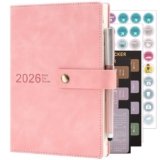 Agenda accademica 2026, agenda giornaliera, A5, una pagina per giorno, agenda giornaliera da gennaio 2026 a dicembre 2026, agenda con copertina rigida, penna, segnalibri, schede mensili, adesivi e