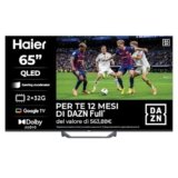 Haier QLED 4K UHD H65S80FUX 65” Smart TV, Google TV, Dolby Audio, HDR 10, Telecomando Smart, Google Assistant, Bluetooth 5.1, Gaming 120Hz, USB 2.0, DBX TV, HDMI 2.1 x 4 [2025]