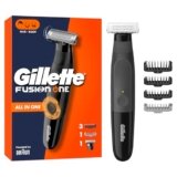 Gillette Fusion One Rasoio Elettrico Uomo Per Barba E Corpo, 3 Pettini Barba (1, 2, 5 mm) E 1 Pettine Corpo, Testina Oscillante, Impermeabile, Senza Fili, Autonomia Di 45 Min, Tecnologia Braun