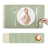 KitchenBoss Tovagliette Americane Lavabili e Sottobicchieri: Tovagliette Colazione Bifacciale Antiscivolo Resistenti, Set di 6 Tovaglietta con Rettangolare 43x30cm