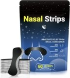 60 Pcs Nasal Strips for Snoring – Extra Strength Nose Strips for Breathing with Strong Adhesion – Sweat Resistant Design for All Day Use – Improves Sleep and Workout Performance – Black