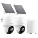 Reolink 3MP Telecamera Wi-Fi Esterno Kit, Senza Fili, Visione Notturna IR, Impermeabile, Rilevamento PIR, 360° Pan&Tilt, Audio a 2 Vie, Home Hub Mini con 2x Argus PT Lite + pannello solare Lite