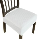 DREAHOTEXTIL Dining Chair Covers,Seat Covers for Dining Room Chairs Set of 4,Stretch Jacquard Kitchen Chair Covers,Removable Washble Dining Room Chair Seat Cover,Chair Slipcovers Protector (White)