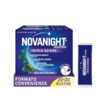 Novanight Tripla Azione Bustine, Magnesio, Melatonina per Dormire, Integratori per Dormire, Disturbi del Sonno – Senza Glutine, con Griffonia, Non Induce Dipendenza (40 Bst Gusto Camomilla e Agrumi)
