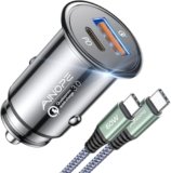 AINOPE 67.5W Car Charger USB C Fast Charge for iPhone 17 Pro, PD 45W USB C Car Charger Fast Charging【Mini & Metal】 Cigarette Lighter Adapter for iPhone 17 Pro Max 16 15 Air Samsung S25 Type C