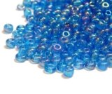 6500 perline in vetro trasparente da 2 mm, colore arcobaleno, 11/0, perline pony, mini perline rotonde trasparenti (blu chiaro AB)