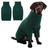 IECOii XXL Dog Sweater,Thermal Knit Big Dog Sweater Christmas,Pet Turtleneck Doggy Sweatshirt for Extra Large Dogs Boy Girl,Stretchy Large Dogs Cold Weather Outfit Pitbull Clothes,(Green XXL)