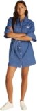 Calvin Klein Donna Chemisier Linen Boxy Belted Denim, Blu (Denim Medium), XXS