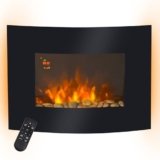 HOMCOM Camino Elettrico da Parete 900/1800W Riscaldamento Effetto Fiamma 3D Regolabile, Caminetto Elettrico Luce LED 7 Colori, Telecomando, Protezione Surriscaldamento, Timer, Termostato, 30㎡