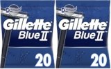 Gillette BlueII Rasoi Da Uomo Usa E Getta Confezione Da 40, Rasoio A 2 Lame Con Testina Fissa