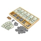Melissa & Doug Play Money Set – Educational Toy with Paper Bills and Plastic Coins (50 of Each Denomination) and Wooden Cash Drawer for Storage
