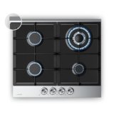 Klarstein Verosteel Piano Cottura Gas 60cm – 4 Fuochi, 8000W, Vetro & Acciaio Inox, GPL/Naturale, Accensione Elettrica, Sicurezza Fiamma, Fornello a Gas, Kit Regolatore Incluso, Acciaio inossidabile
