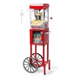 Nostalgia Popcorn Maker Machine – Professional Cart With 2.5 Oz Kettle Makes Up to 10 Cups – Vintage Popcorn Machine Movie Theater Style – Red & White