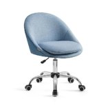 SONGMICS Sedia da Studio, Sedia Girevole di Cotone-lino, Poltrona da Scrivania Imbottita in Gommapiuma Regolabile in Altezza, Studio, Camera da Letto, Blu Pallido OBG020Q01
