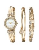 Anne Klein Women’s Premium Crystal Accented Bangle Watch and Bracelet Set