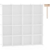 C&AHOME Organizzatore di contenitori a cubo, scaffali a 16 cubi, armadio, scaffale modulare in plastica fai-da-te, ideale per camera da letto, soggiorno, ufficio, 48,4 “L x 12,4” L x 48,4 “H Milky