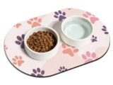 METEOROCK Tappetino Ciotole Gatto, 51×30,5 cm Tappetino Gatto Ciotole Antiscivolo per Cani e Gatti Con Retro in Gomma, Sottociotola Gatti Adatto a Ciotola Singole Regolare
