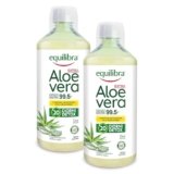Equilibra Aloe Vera da Bere, 100% Pura Polpa di Aloe, 2×1000 ml per 40 Giorni, Azione Depurativa e Lenitiva, Senza Zuccheri, con Polisaccaridi, Da Bere Puro o Diluito in Acqua