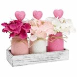 LOLEDE Valentines Day Decorations 3-Pack Mason Jars, Rustic Decorative Table Centerpiece for Mothers Day, Anniversary & Wedding, Valentines Gift for Women Home & Bathroom Decor