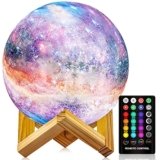 Moon Lamp, Night Light, 16 Colors Galaxy Lamp 3D Printing Moon Light with Stand/Remote Control/Touch/USB Rechargeable/Timer, Moon Night Light for Kids Friend, Home decor Mothers Day Gifts (4.8 inch)