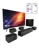 ULTIMEA 7.1 Soundbar TV, Compatibile con Dolby Atmos, Controllo APP, 4 Altoparlanti Surround Cablati, 460W Sistema Audio Home Theater Surround con Subwoofer Wireless 6,5″, Poseidon D80