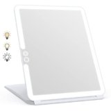 WEILY Specchio Trucco con 72 Luci LED, Touch Screen Tre Colori Regolabile Illuminato Specchio Trucco, 2000 mAh USB Ricaricabile Specchio da Viaggio (Bianco)