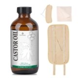 MEEYEE Castor Oil Pack for Detox: 100% Pure Cold-Pressed Oil in Glass Bottle with Cotton Wraps for Liver Support