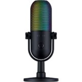 Razer Seiren V3 Chroma – Micrófono USB RGB con pulsación para silenciar (Iluminación Reactiva Para Streaming y juegos, Micrófono de condensador supercardioide) Nero