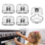 BBsecure Stove Knob Covers – 5 Pack Heat Resistant Gas Stove Knob Covers with Child Proof Lock & 3M Strong Adhesive, Oil-Proof Oven Knob Covers with Clear Transparent Design, Pet-Friendly